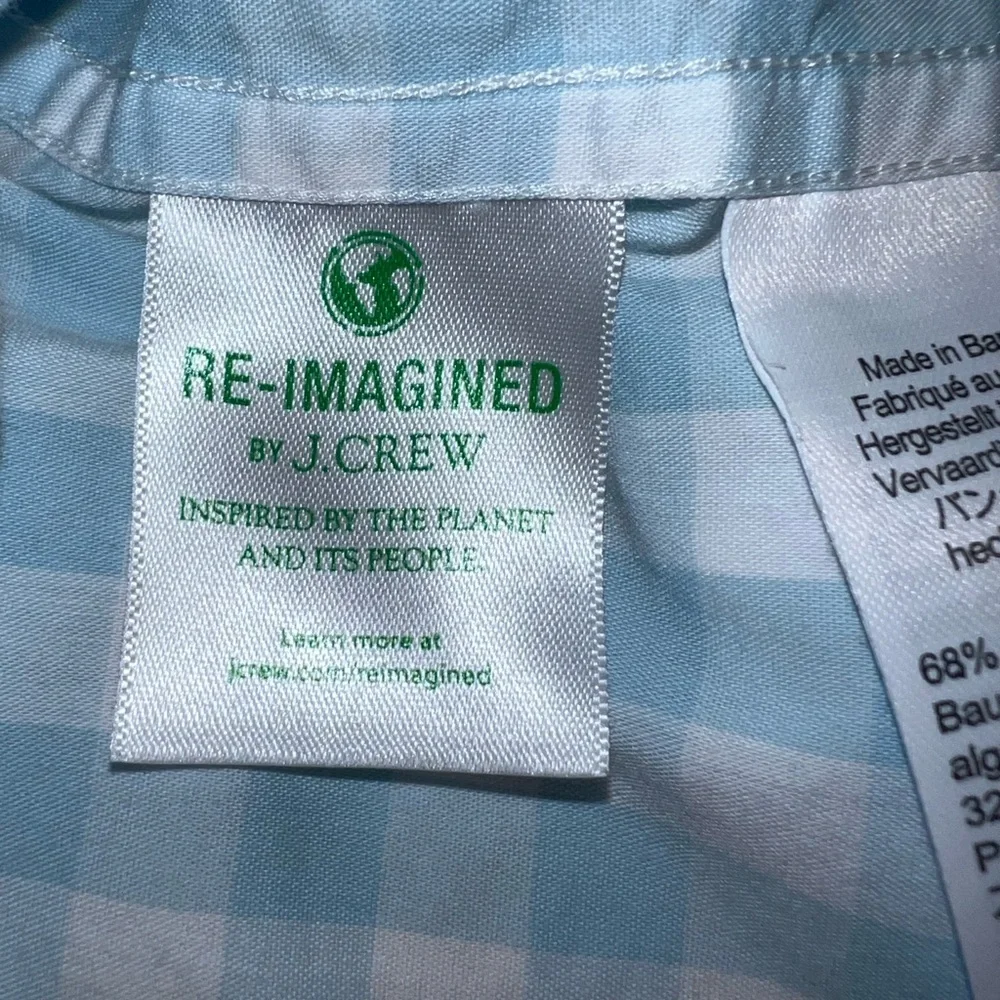 J. CREW Light Blue Gingham Button-Down Men's Shirt Sz/S